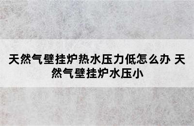 天然气壁挂炉热水压力低怎么办 天然气壁挂炉水压小